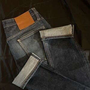 Men's RAW Denim Jeans with Tan Patch,NEW